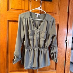 Streetwear Society Olive Blouse with Pockets